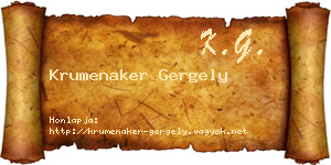Krumenaker Gergely névjegykártya